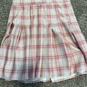 Pink plaid skirt